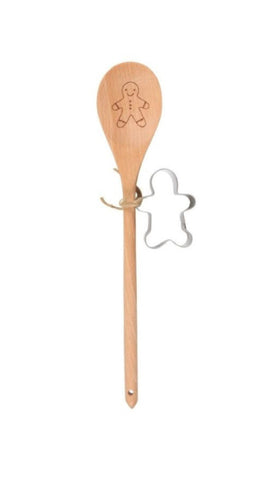 Wooden Spoon & Cookie Cutter Set Gingerbread Man