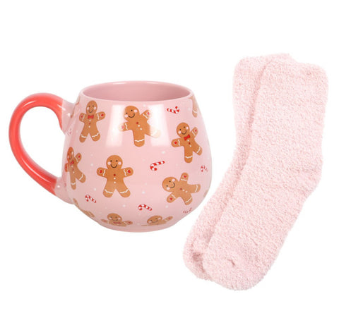 Gingerbread Man Mug And Fluffy Sock Set