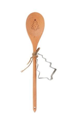 Wooden Spoon & Cookie Cutter Set Christmas Tree