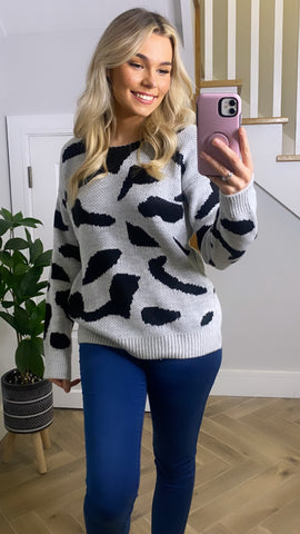 Jada Grey Print Sweater